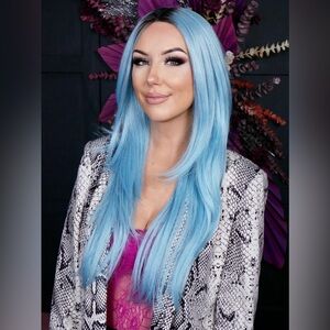 Chelsey Smith Cosmetics Blue Lace Front Wig.